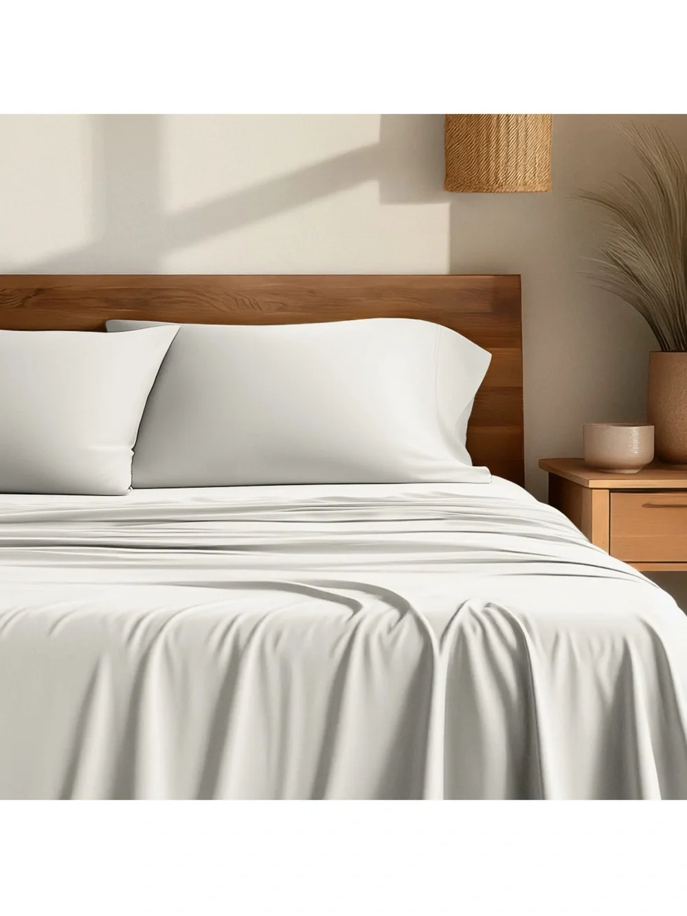 NWT Bare Home Queen Bamboo Rayon Sheet Set Cream 4 Pc Deep Pocket Cooling